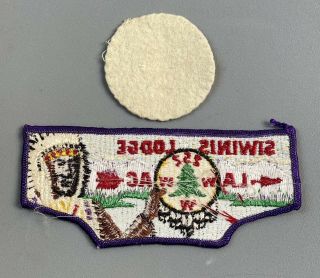 BOY SCOUT OA 252 SIWINIS LODGE VINTAGE YR1 FELT AND S1A FIRST FLAP 2