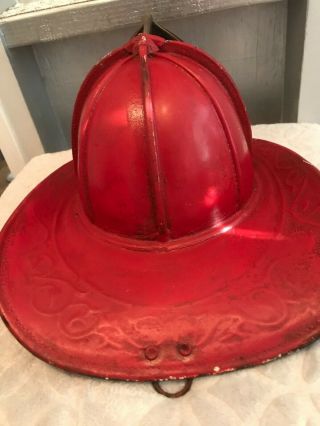 Vintage Cairns Brothers Red Leather Fire Helmet Fireman FD Department 3