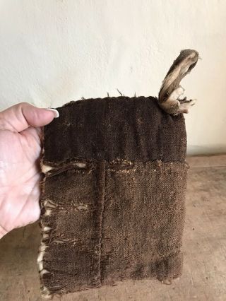 Early Antique Inspired Handmade Brown Linsey Woolsey Pot Holder Textile AAFA 3
