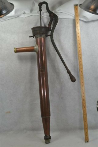 Pump Hand Water Copper Iron 41 In.  Farm Kitchen Yard Antique Rare 1890