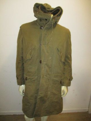 Vintage Us M - 1947 M - 47 Army Winter Overcoat Parka Type With Pile Liner Medium