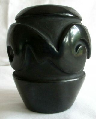 Vintage Native American Santa Clara Pueblo Maria Naranjo Black Pottery Bowl Vase