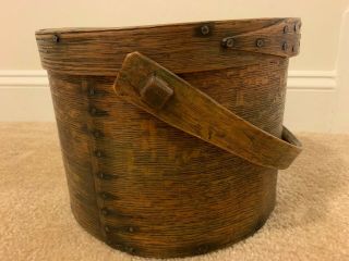 Vintage Primitive Wooden Firkin/sugar Bucket With Lid