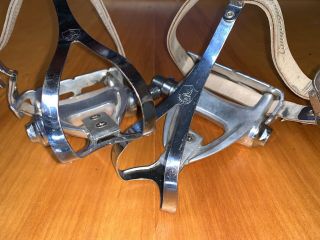 Vintage Campagnolo Chorus Pedals,  Toe Clips & Campagnolo Leather Strap Set