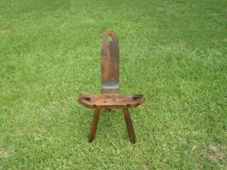 Wood Carved 3 Legged Birthing Chair Long Back Made In Spain