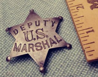Real 1900s Deputy U.  S.  Marshal 6 Point Star Steel Badge Marked Allen Kansas City