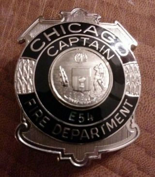 Chicago Fire Department Dept.  Badge E54 Captain Obsolete Vintage Antique Rare