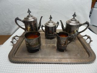 Vintage 6pc.  Set Of Meriden Britannia Teapot Serving Set Quadruple Plated 1926
