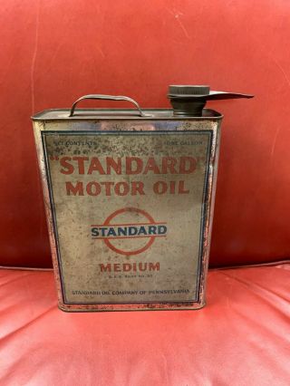 Vintage Standard Oil Can 1 Gallon/s.  A.  E 20/pennsylvania/pour Spout