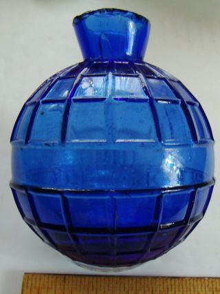 Antique Cobalt Blue Quilted Glass Target Ball