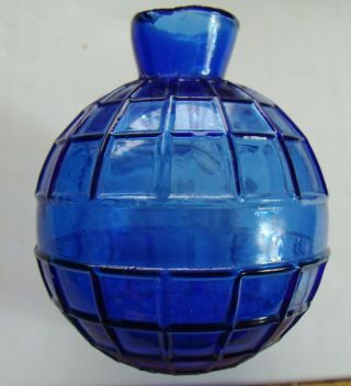 Antique Cobalt Blue Quilted Glass Target Ball 2