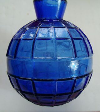 Antique Cobalt Blue Quilted Glass Target Ball 3