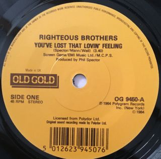 Righteous Brothers - You’ve Lost That Lovin Feeling / Unchained Melody - 7 " Ex