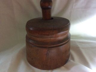 Butter Stamp Mold Wood Carved Wheat Large Press Antique