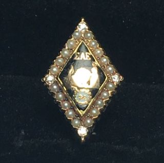 Σae Sigma Alpha Epsilon Fraternity 14k Gold Large Rare: Diamond Pearl Member Pin