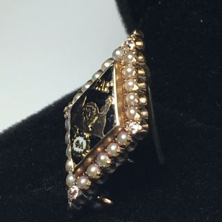 ΣAE Sigma Alpha Epsilon Fraternity 14k Gold Large Rare: DIAMOND Pearl Member Pin 2