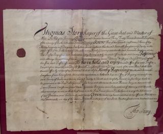 1702 Pennsylvania Thomas Story Signed Document,  Jeremiah Langhorne,  William Penn