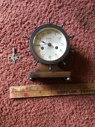 Vintage Solid Brass Waterbury Ships Bell Clock Chimes Needs Work It Chimes