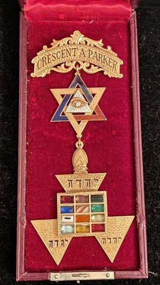Rare 14k Gold Masonic Past High Priest Jewel Freemason Medal,  Crescent A.  Parker 2