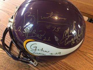 Minnesota Vikings Signed Riddell Full Size Helmet Vintage 13 Autographs Vintage
