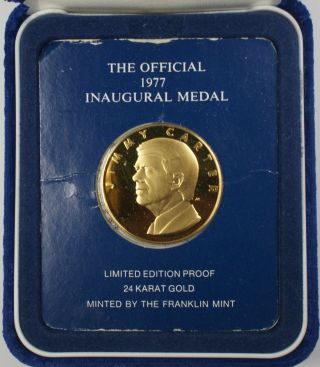 1977 Jimmy Carter Official Inaugural 24 Kt Gold Gem Proof Medal With