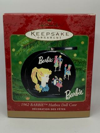 1962 Barbie Hatbox Doll Case Hallmark Keepsake Ornament Vinyl Dated 2000