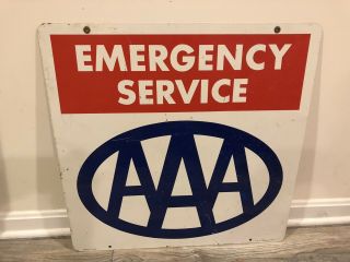 Vintage 70s Metal Emergency Service Aaa Double Sided Sign A - M Lynchburg Va Car