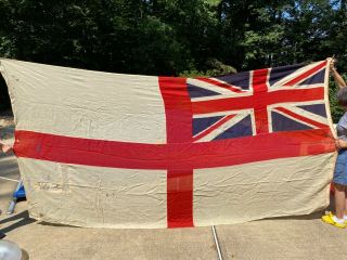 Large 6’ X 12’ Royal Navy White Ensign Early To Mid - 20th Century