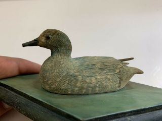 Old Vintage American Folk Art Miniature Duck Shorebird Decoy Carving Signed