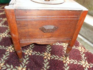 Antique Primitive Oak Chamber Pot Wooden Chair Commode Potty Wood Seat Portable