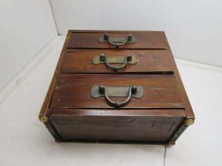 Antique Primitive Wooden Box With Three Drawers Very Rare Piece