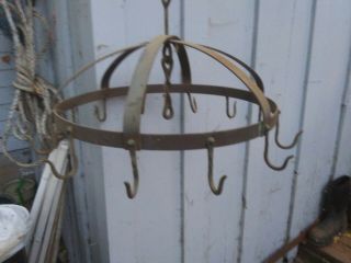 Haging Wrought Iron Primitives Meat Hooks / Pot Rack Hand Forged