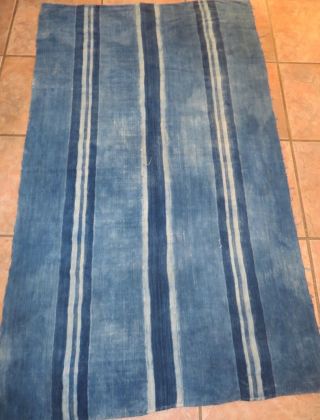 Vintage African,  Dogon Indigo Resist Dyed Fabric/hand Woven Cotton Strips/58”x34 "