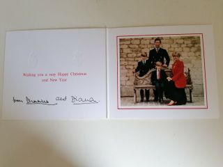 Authentic Prince Charles And Princess Diana Signed Christmas Card.