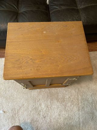 White Clad Vintage Antique Oak Ice Box End Side Table Night Stand 3