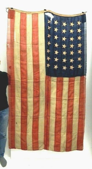 Rare Authentic Civil War Era 35 Star American Flag Wm.  J.  Powell York