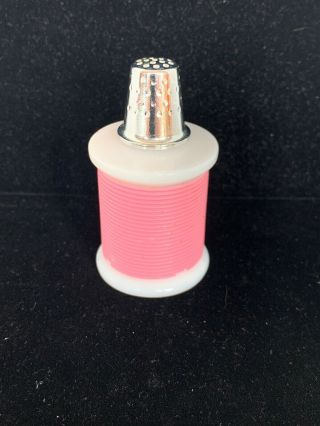 Avon Milk Glass Pink Thread And Thimble Full Bottle