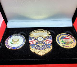 Trump Pence 2017 Presidential Inauguration Badge Challenge Coin Set