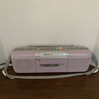 Vintage Sharp Qt - 50 (l) Lavender Boombox Portable Radio Cassette Player Recorder