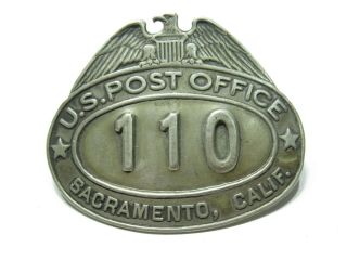 Antique U.  S.  Post Office Hat Badge 110 Sacramento Ca N.  C.  Walter & Sons