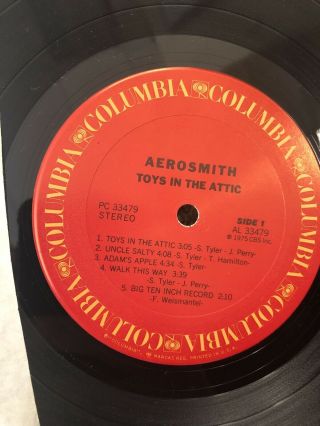 AEROSMITH VINYL LP TOYS IN THE ATTIC PRESS 1975 COLUMBIA SWEET EMOTION 3