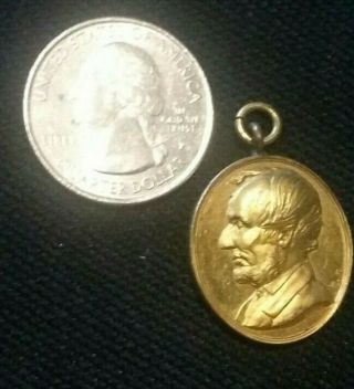 1865 Abraham Lincoln Death Mask Assassination Medal Brass Hughes Bovy Stamp