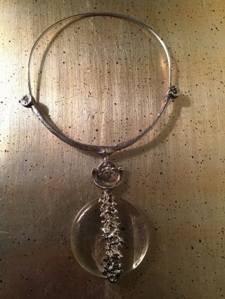 Jacob Hull Vintage Handmade Silverplate And Glass Necklace