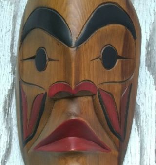Vintage Northwest Coast Tlingit Bird Mask Carved Painted Cedar Wood Tom Williams