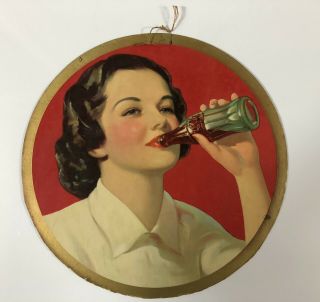 1938 Vintage Coca Cola Cardboard Cutout Hanging Sign