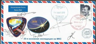 Space Mail Flown Cover Nasa Astronaut Autograph Cosmonaut Autograph Expedition35
