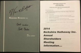 Warren Buffett Bill Gates Autographed Berkshire Hathaway Annual Report 2013