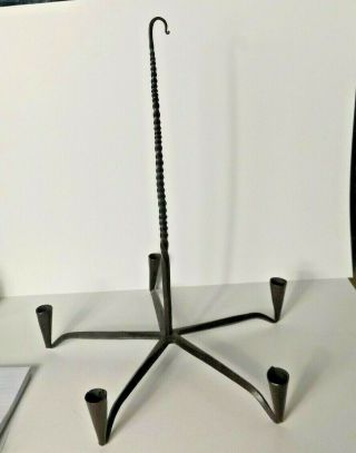 Antique Primitive Wrought Iron Hanging Candle Holder Chandelier - Exc Cond.