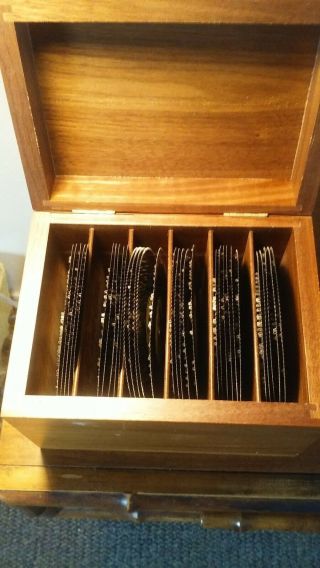 31 Vintage Thorens Swiss Music Box Metal Discs In Wood Box