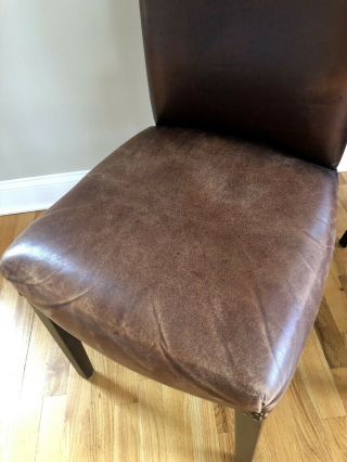 Brown Leather Vintage Parsons Side/Dining /Desk Chairs 2